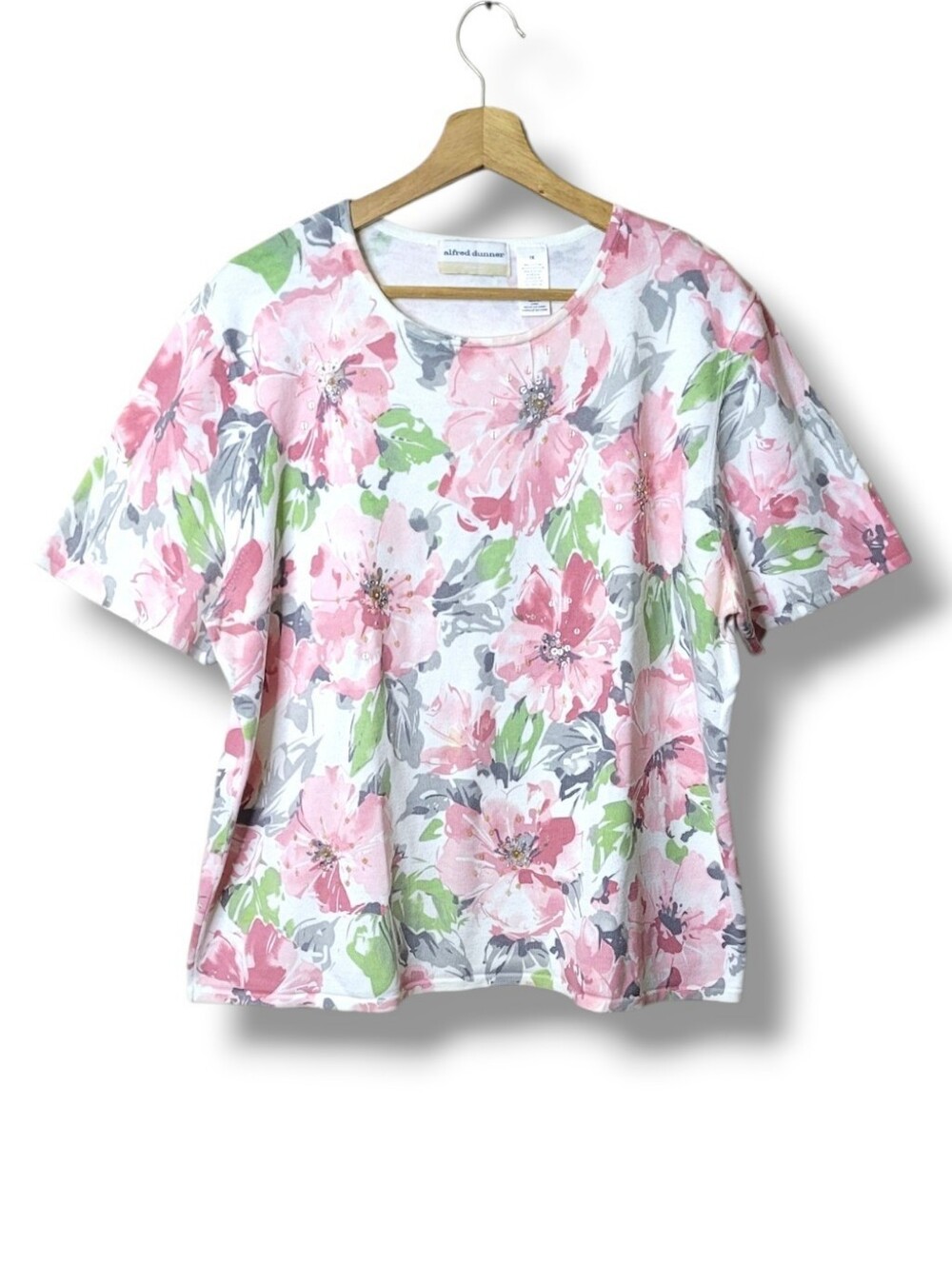 Alfred Dunner Floral Short Sleeve Sweater • 1X